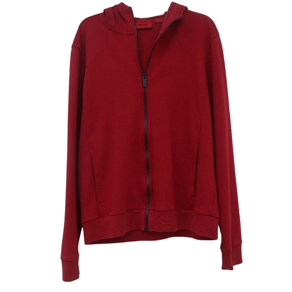 HUGO red hoodie full zip sweater size Small
